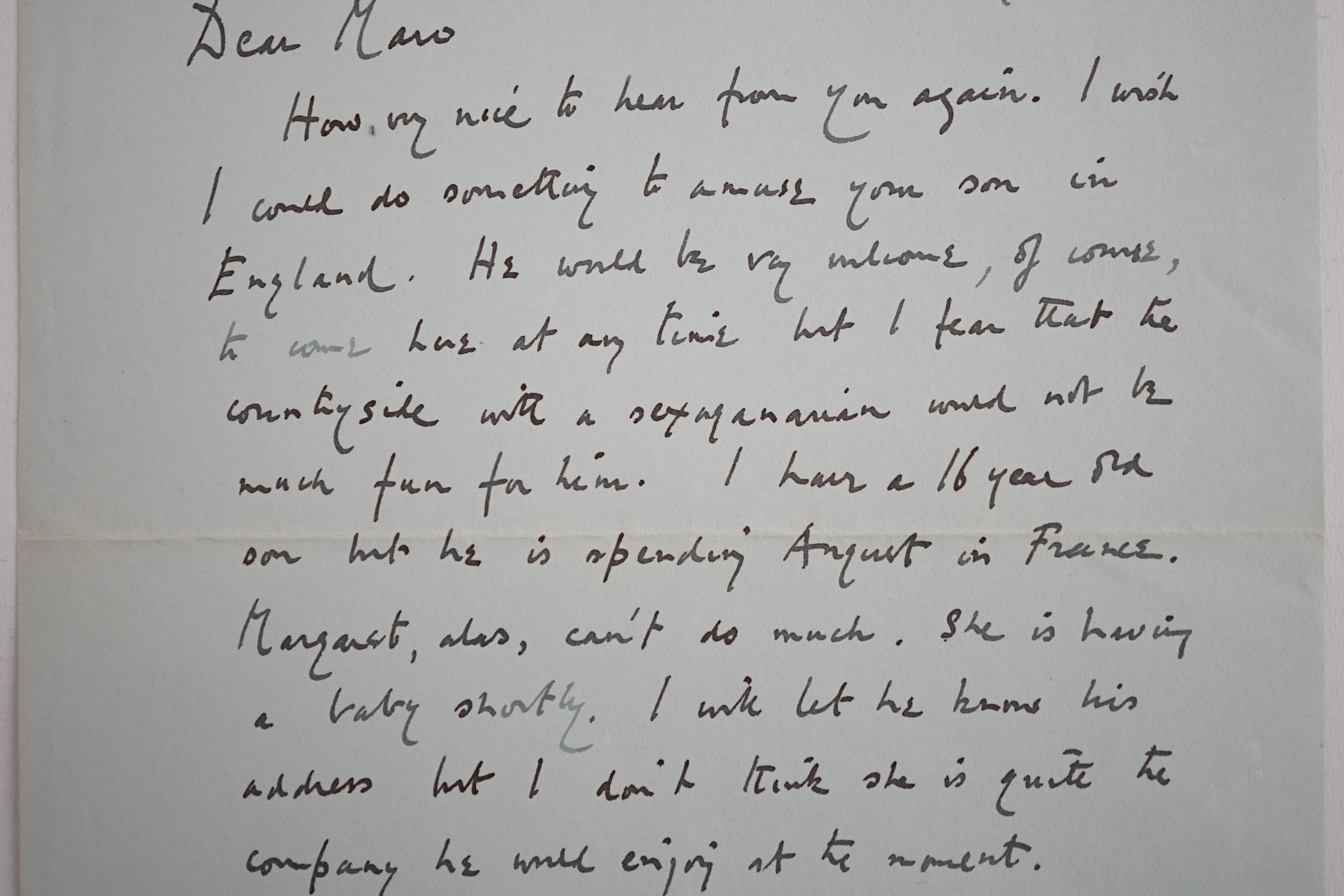 Evelyn Waugh (1903-1966), English Writer and Novelist. A.L.S., Evelyn Waugh, one page, 8vo, Combe Florey, near Taunton, 4th July 1963, to Maro [Stathatos].